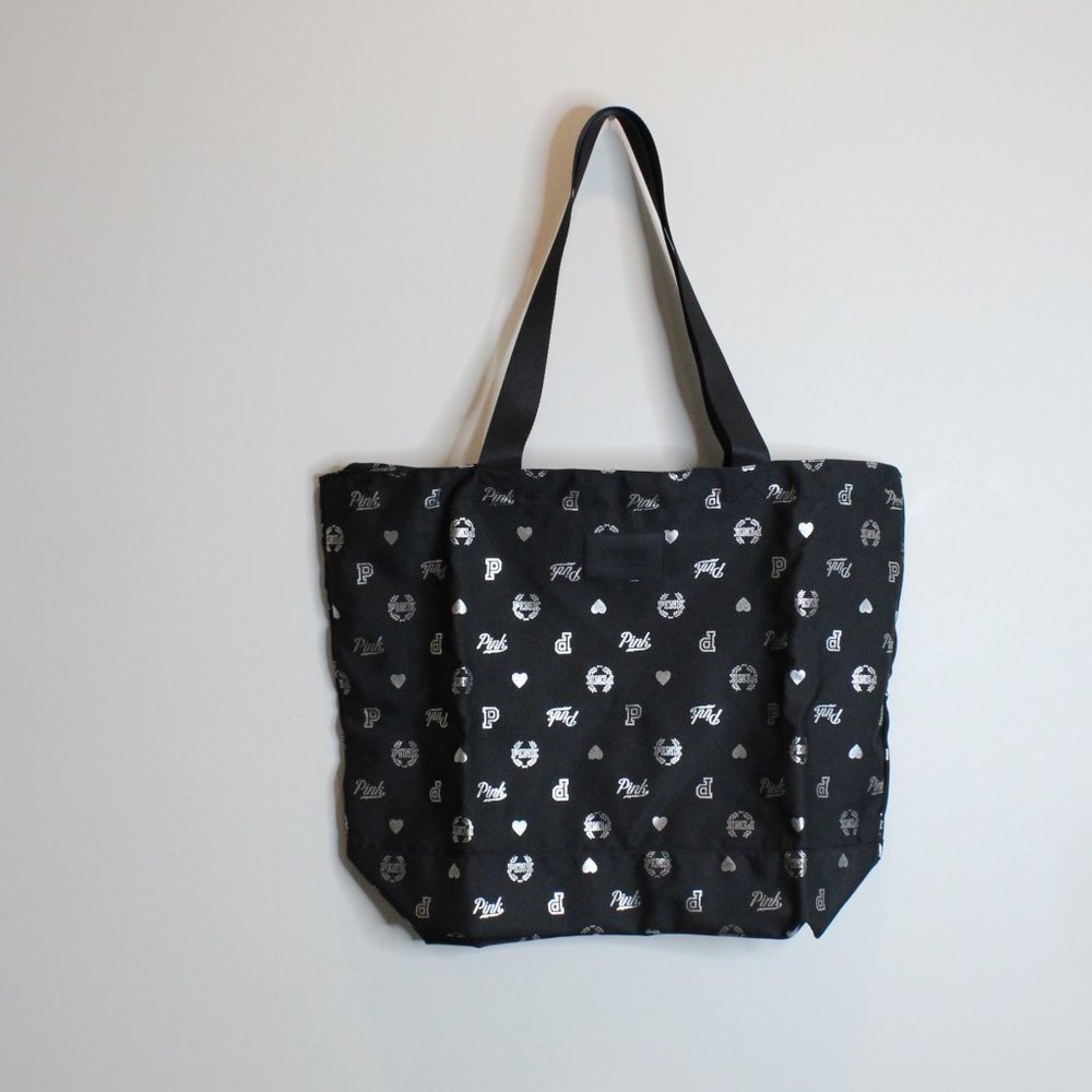 Victoria's Secret Black Friday Black & Silver Tote Bag NEW